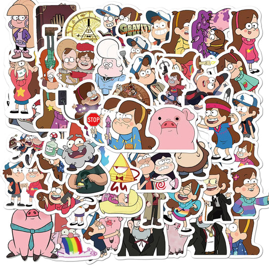 50pcs Gravity Falls for Kids Teens and Adults Cute Beautiful Stylish Stickers for Laptops Trackpads Keyboards Backpacks Skateboards Luggage Water Bottles Travel Case (Red)