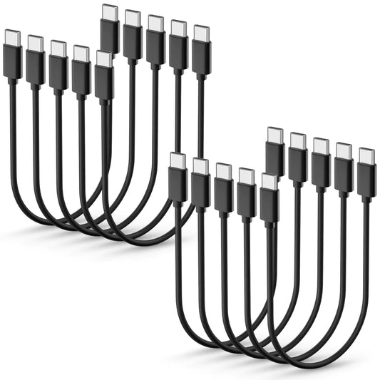 YEAOI Multipack Short USB C to USB C Charging Cord 10-Pack Type C Charger Cable Bulk Black